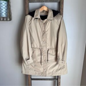 London Fog Spring Jacket Rain Coat with Removable Hood and Liner